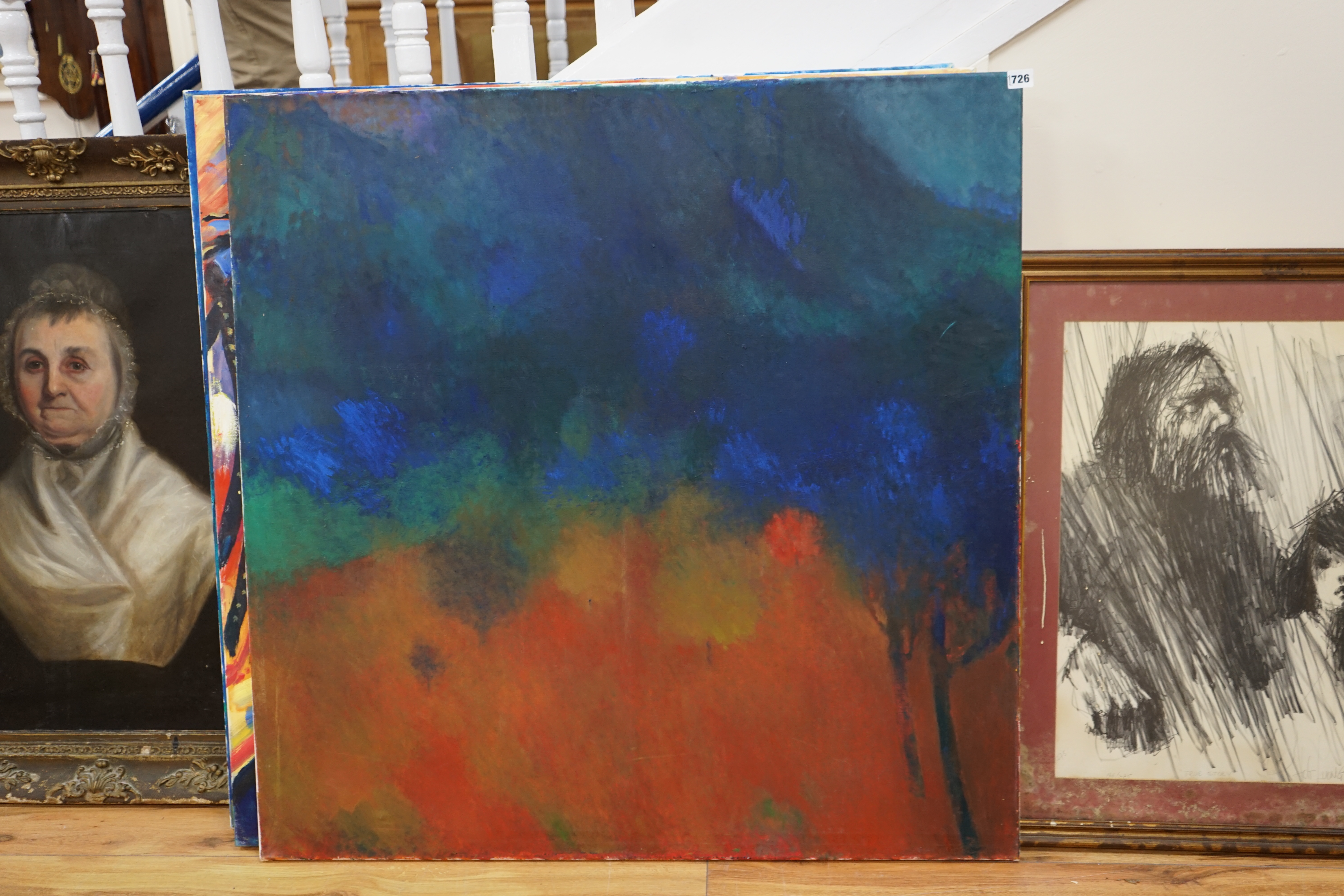 John Speirs, oil on canvas, abstract composition, unsigned, 100 x 100cm, unframed. Condition - good
